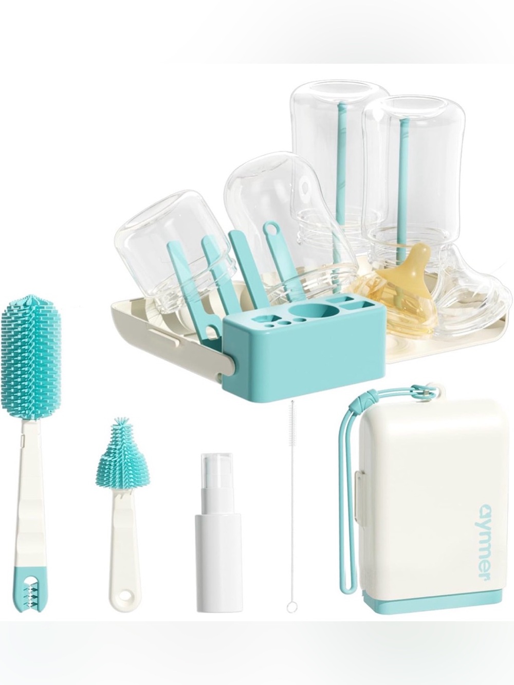 Baby Bottle Brush Cleaner Set - 10 In 1 Travel Bottle Cleaning Brush Kit